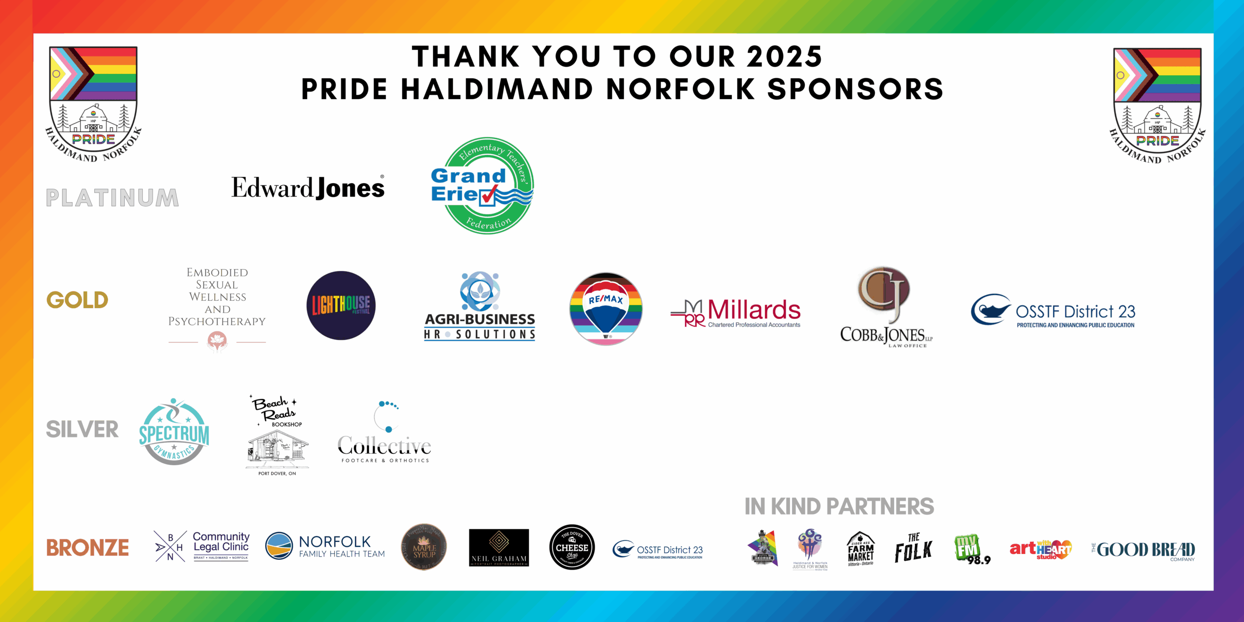 banner with logos of sponsor businesses and organizations